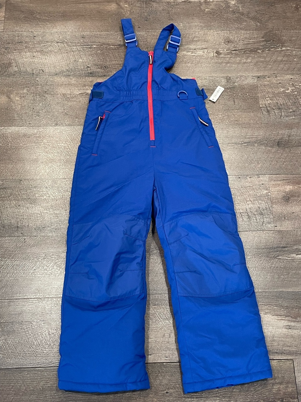 Amazon Essentials Royal Blue Kids Snow Overalls with Red Trim Size M (8) NWT